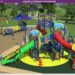 Scheels Complex Playground: All-inclusive play structure with slides, ramps and climbing features for inclusive park fun.