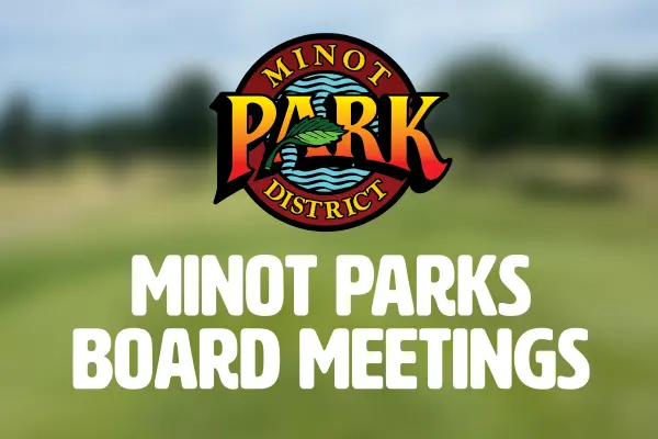 Graphic with the Minot Park District Logo and the words Minot Parks Board Meetings